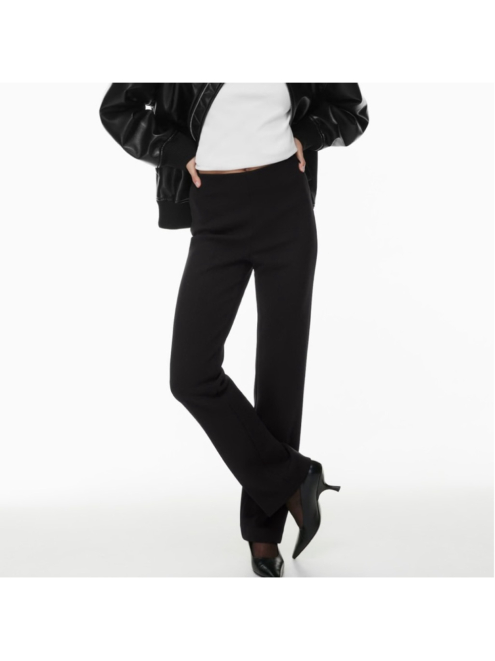 BABATON Aritzia Pants Black Side Zip Women's Size 4 Slim Fit Dress Pants Stretch